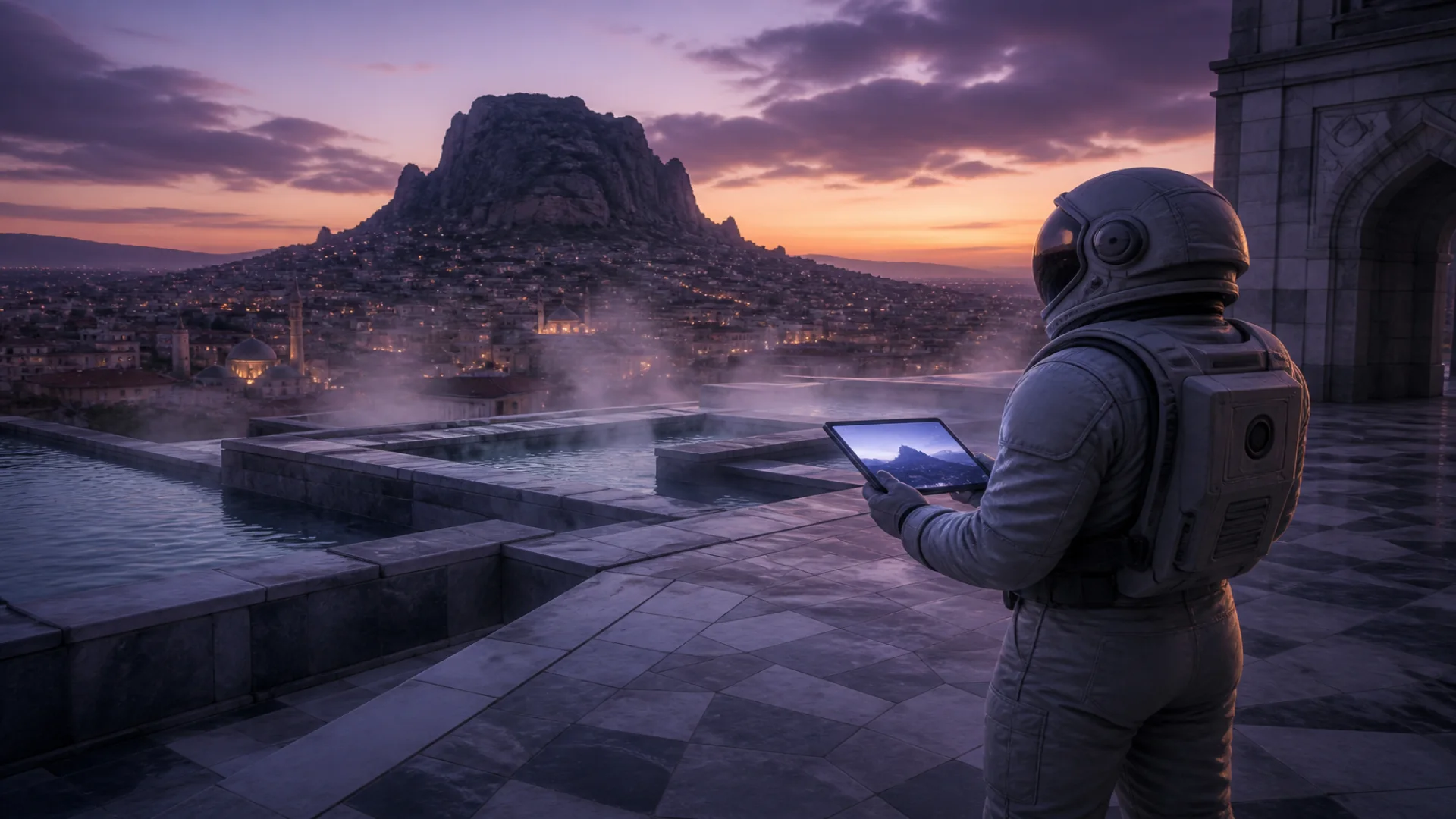 Afyonkarahisar Web Tasarım — Hide Digital Afyonkarahisar için gıda ve termal turizm odağını yerel kent ve doğa dokusuyla buluşturan özgün web tasarım görseli