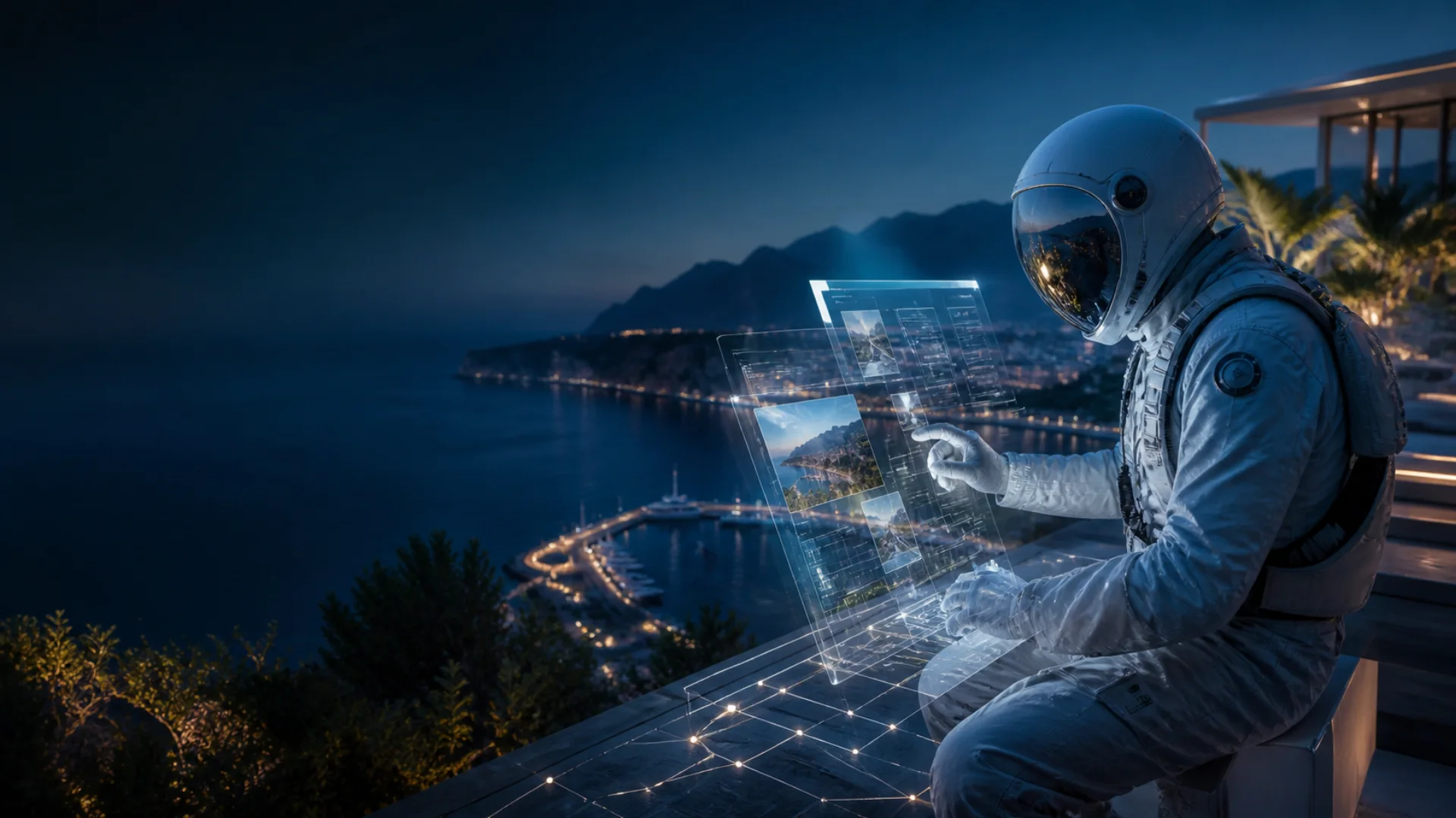 Antalya Web Tasarım — Hide Digital Antalya için turizm ve otelcilik odağını yerel kent ve doğa dokusuyla buluşturan özgün web tasarım görseli